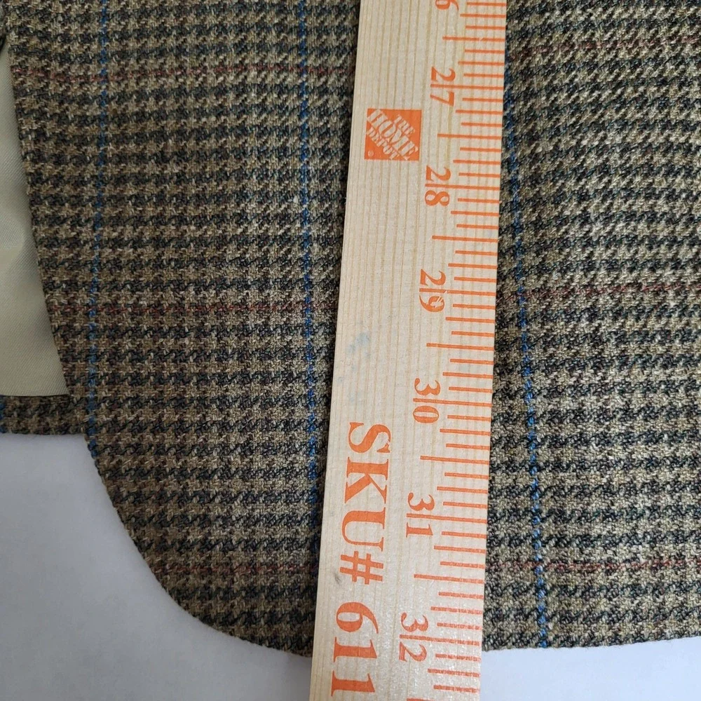 Brooks Brothers 42R Green Tan Houndstooth Wool‎ Sport Coat Menswear Blazer USA